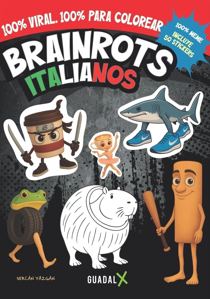 BRAINROTS ITALIANOS PARA COLOREAR - LIBRO + STICKE