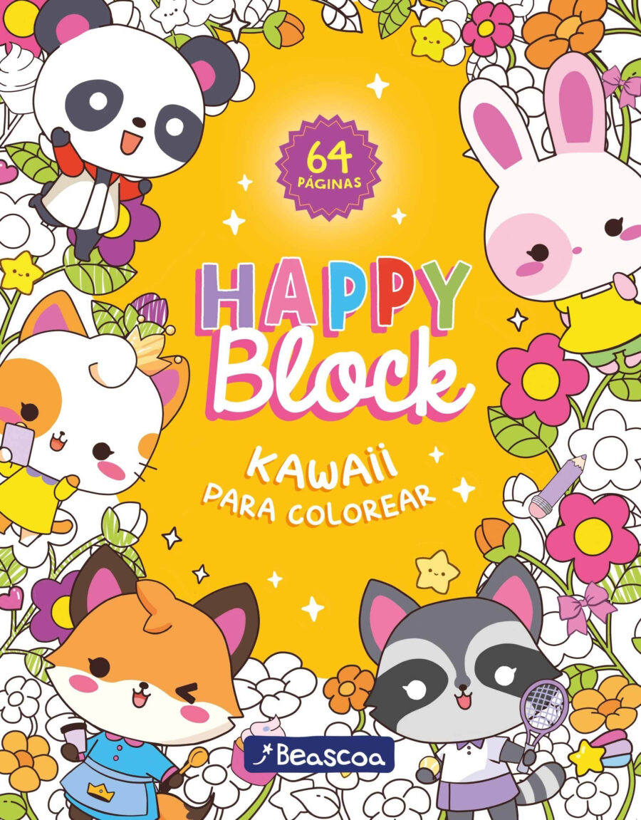 HAPPY BLOCK - KAWAII PARA COLOREAR