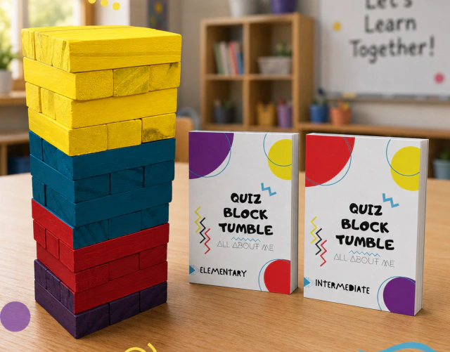 QUIZ BLOCK TUMBLE - JENGA + CARDS - CID GAMES